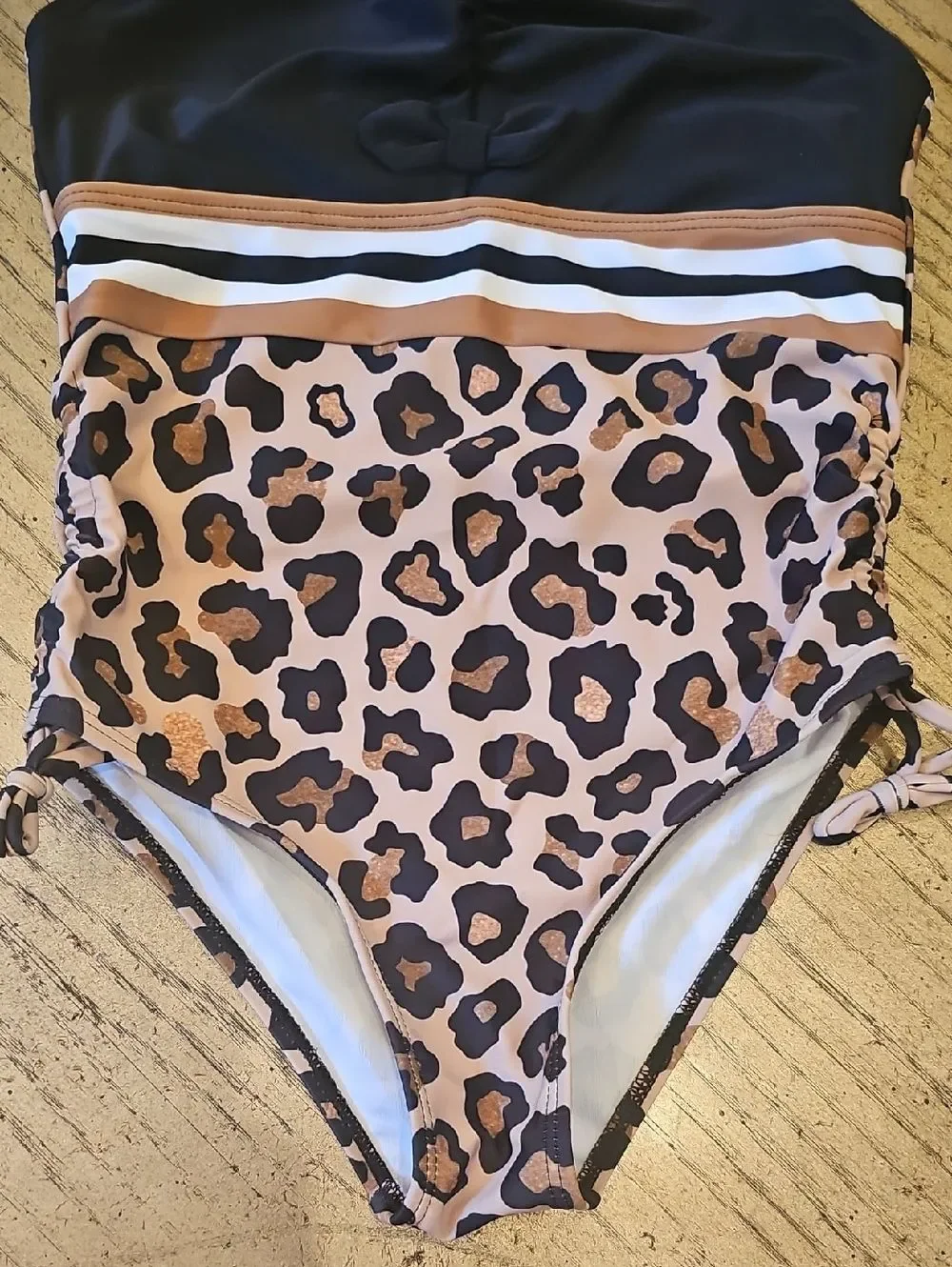 Kids Leopard Print One-Piece Swimsuit Size 7 NEW no Tag